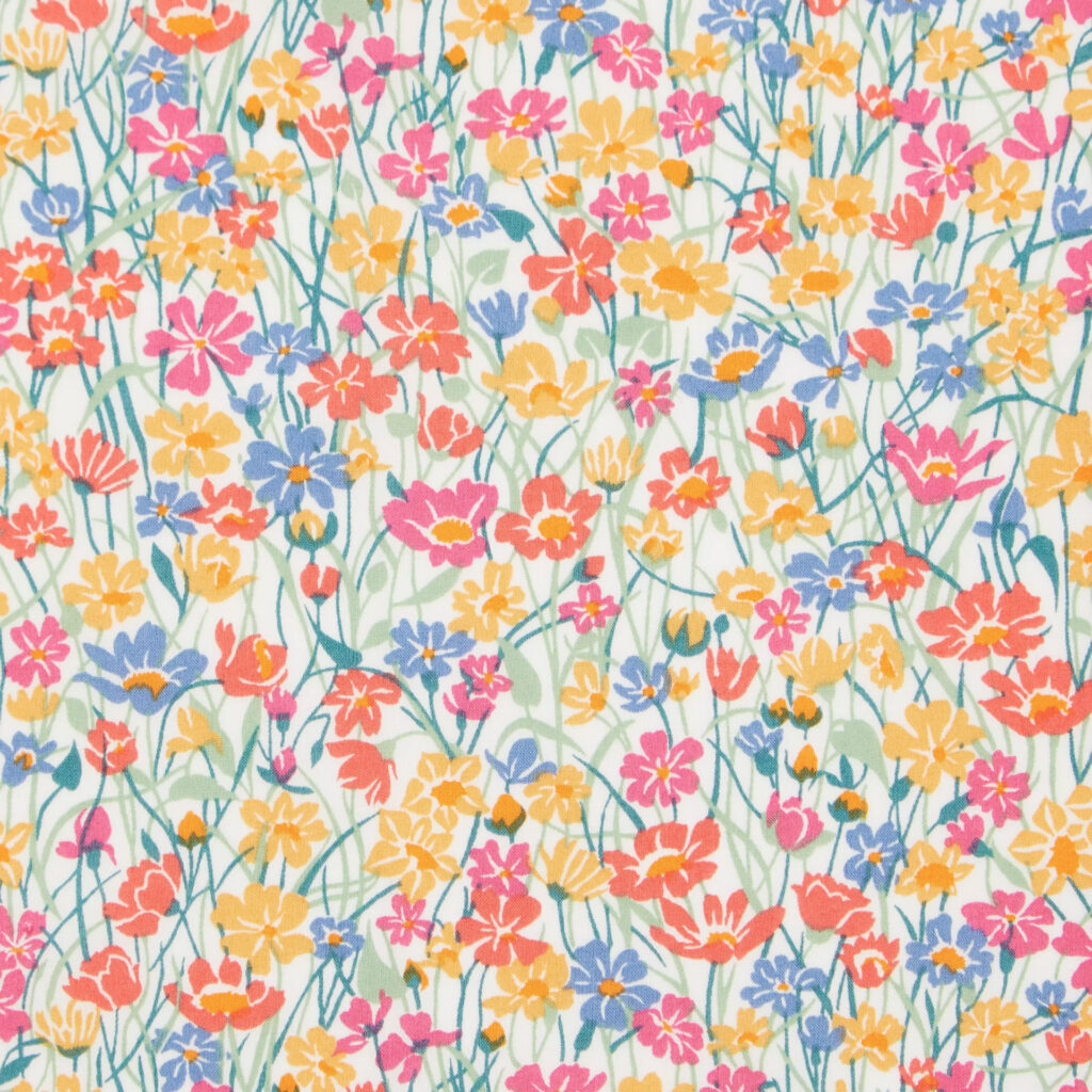 Tissu Liberty - Meadowland fond blanc
