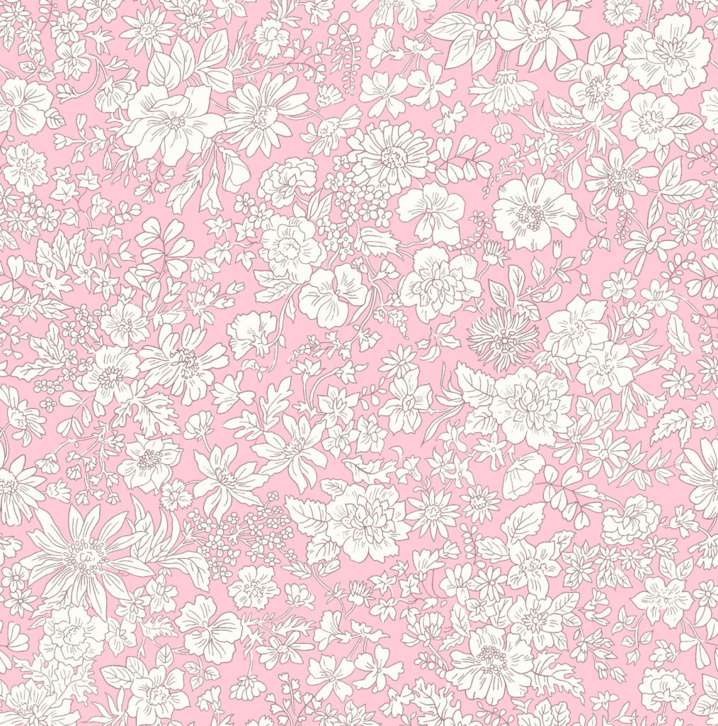 Tissu Liberty Of London- Coton Patchwork -Candy- Fleurs blanches fond rose -25cm x 110cm - (0.27 yard x 43")