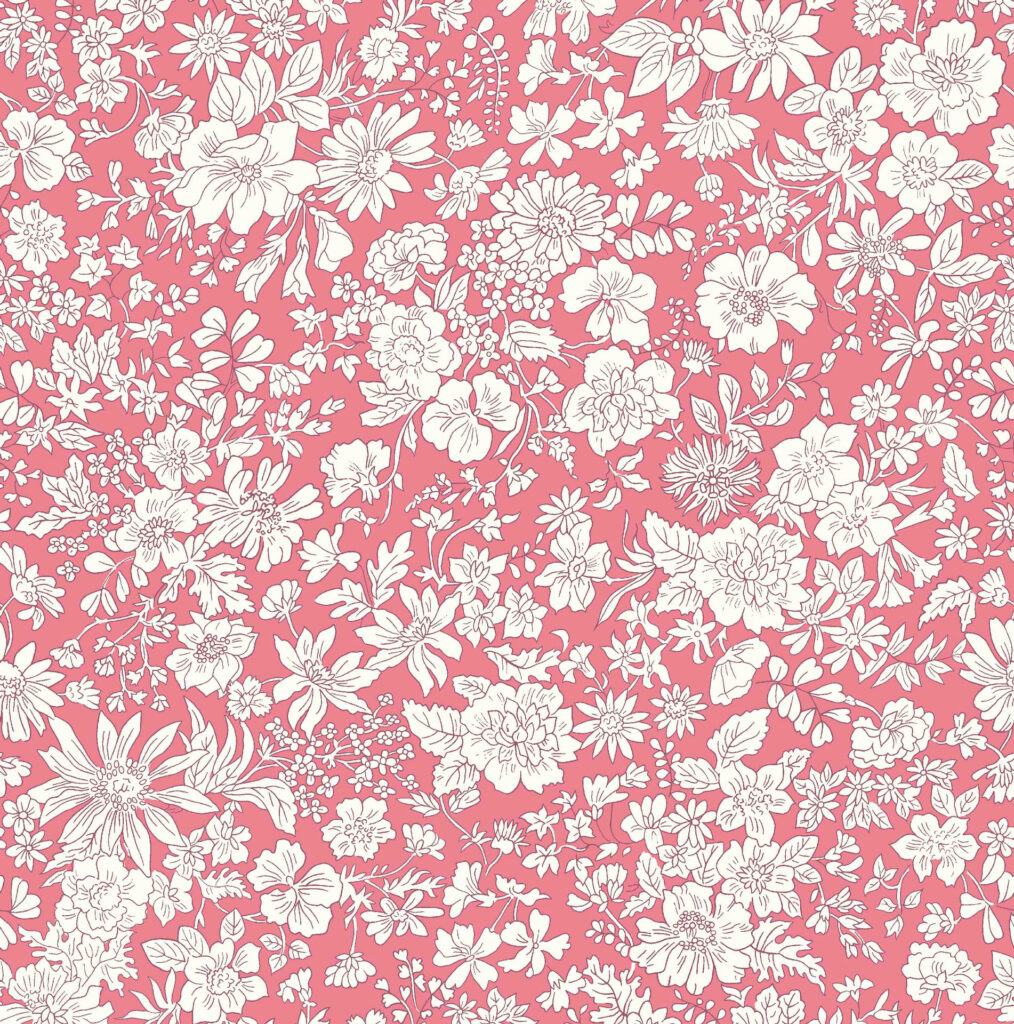 Tissu Liberty Of London- Coton Patchwork -Watermelon- Fleurs blanches fond rose -25cm x 110cm - (0.27 yard x 43")