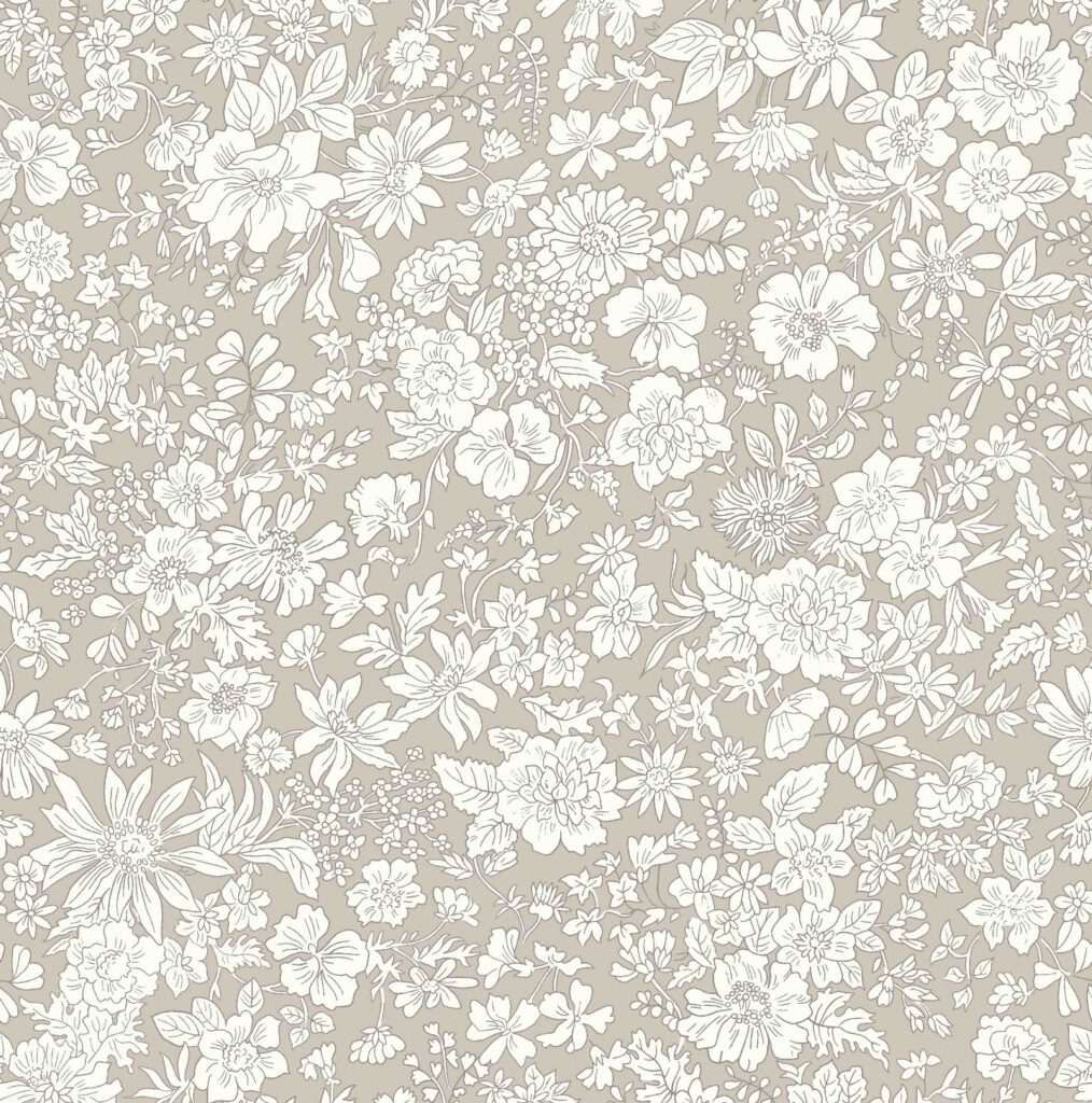 Tissu Liberty Of London- Coton Patchwork -Oatmeal- Fleurs fond gris clair -25cm x 110cm - (0.27 yard x 42")