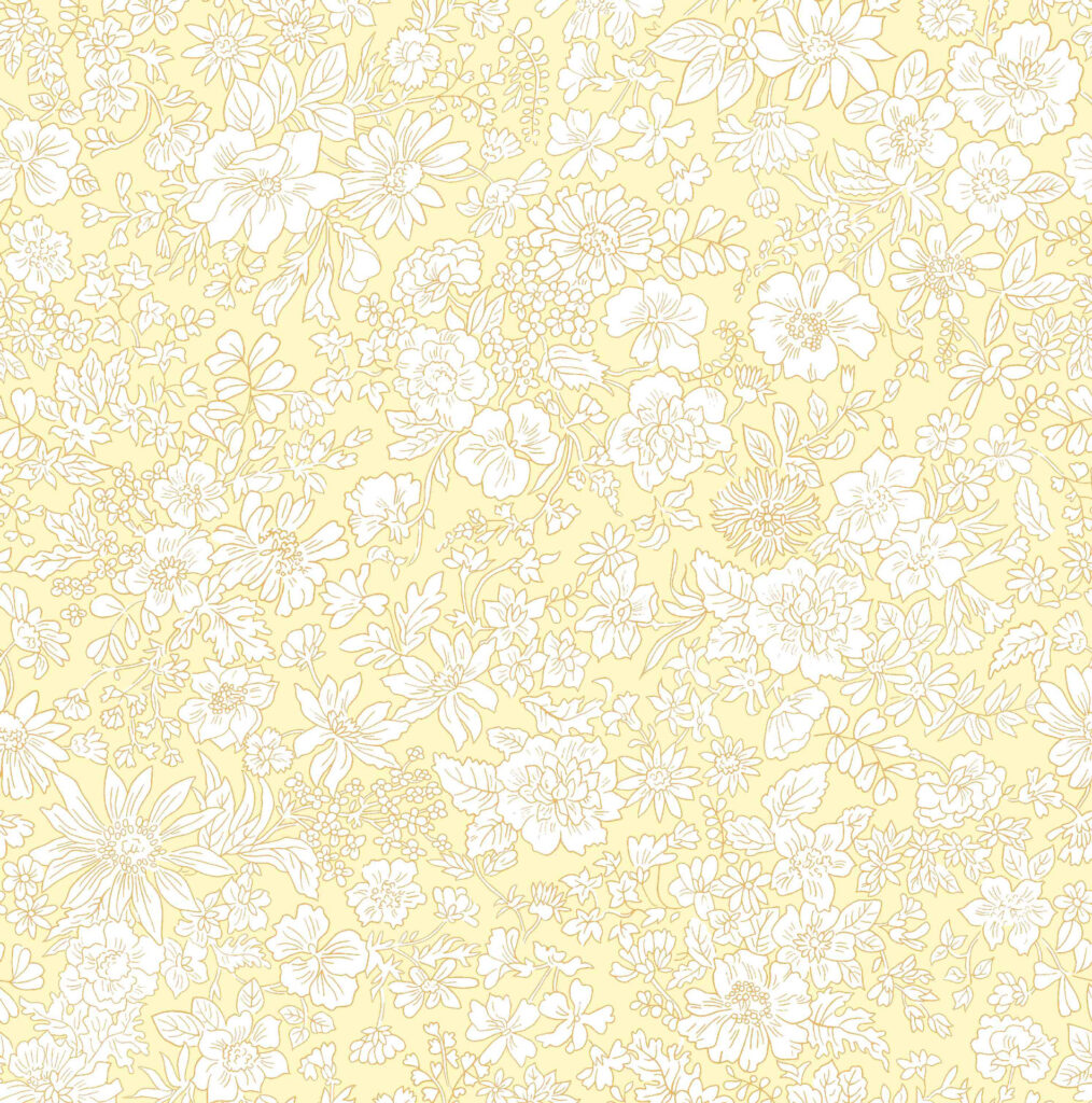 Tissu Liberty Of London- Coton Patchwork -Magnolia- Fleurs fond jaune clair -25cm x 110cm - (0.27 yard x 42")