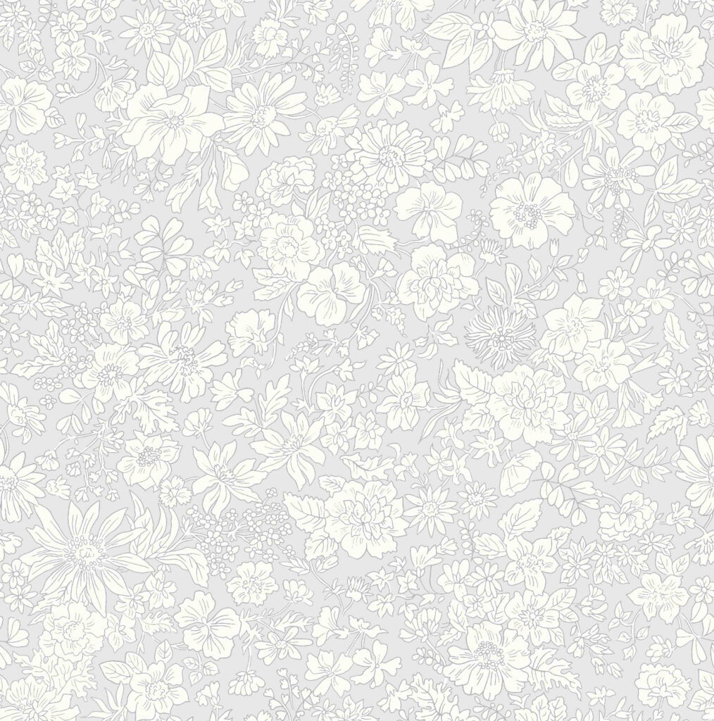 Tissu Liberty Of London- Coton Patchwork -Silver- Fleurs fond gris clair -25cm x 110cm - (0.27 yard x 42")