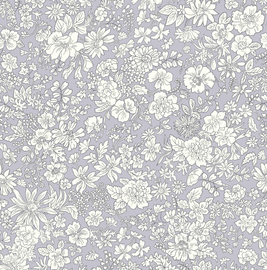 Tissu Liberty Of London- Coton Patchwork -Steal- Fleurs fond gris clair -25cm x 110cm - (0.27 yard x 42")