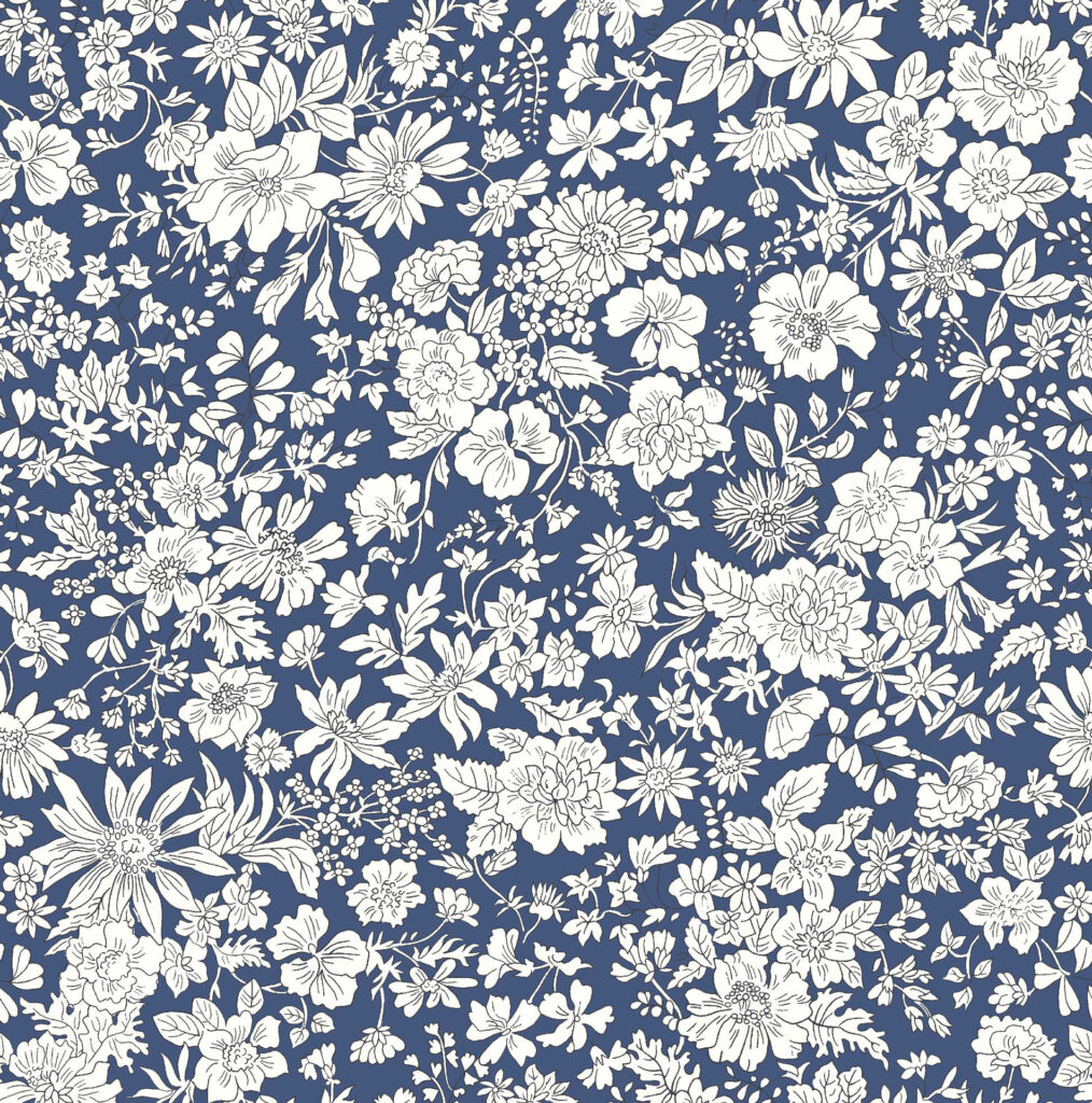 Tissu Liberty Of London- Coton Patchwork -Sapph- Fleurs fond bleu -25cm x 110cm - (0.27 yard x 42")