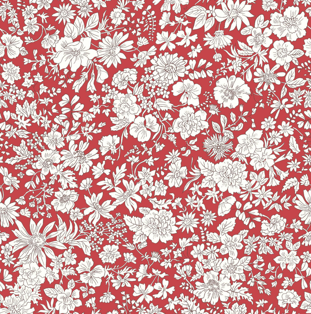 Tissu Liberty Of London- Coton Patchwork -Crims- Fleurs fond rouge -25cm x 110cm - (0.27 yard x 42")