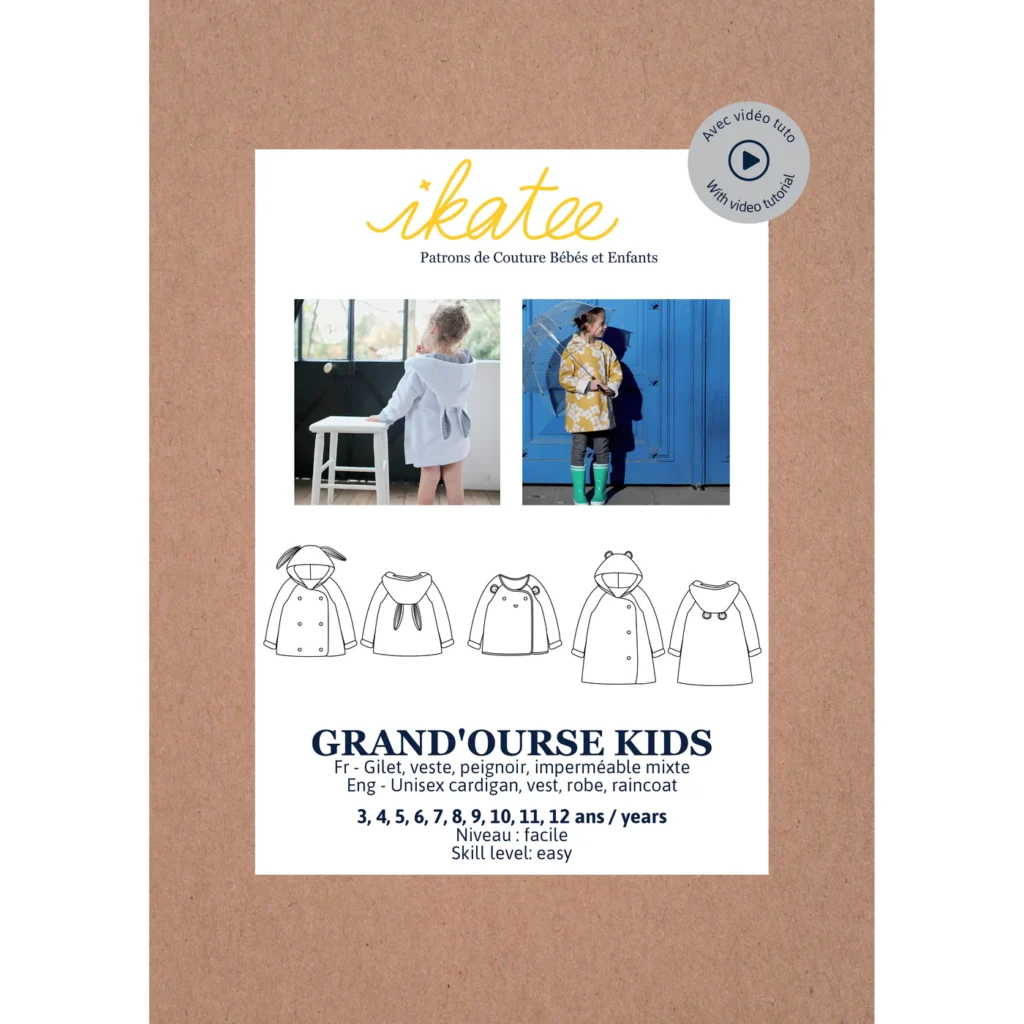 Patron Ikatee - Grand'ourse kids - Veste gilet ou peignoir - 3 ans à 12 ans