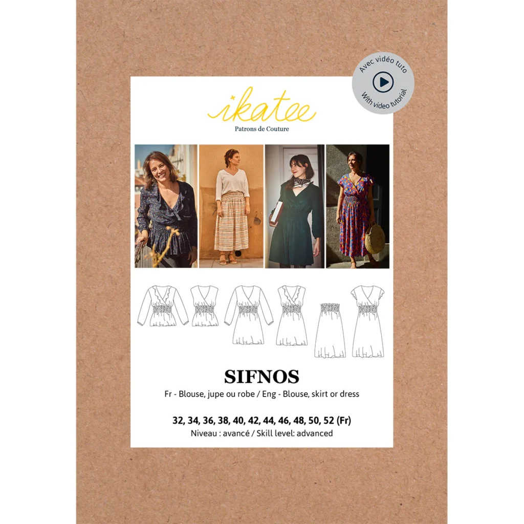 Patron Ikatee - Sifnos - blouse, robe ou jupe - Du 32 au 52 (Copie)